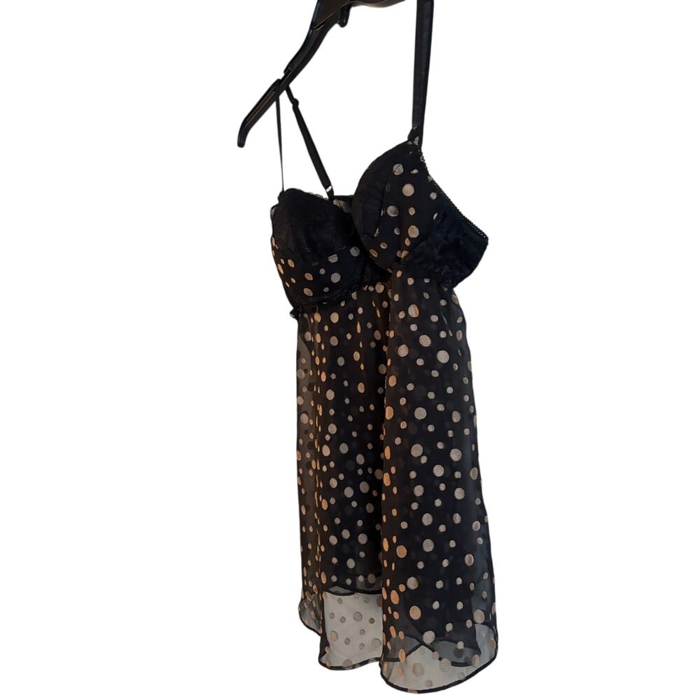Belle Nuit Women’s Babydoll Lingerie Black Polka Dot Lace Padded Size Large - Picture 5 of 5